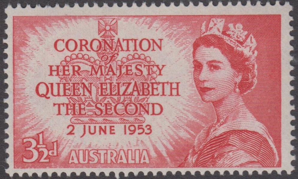 Australian postage stamp - coronation of Queen Elizabeth the Second